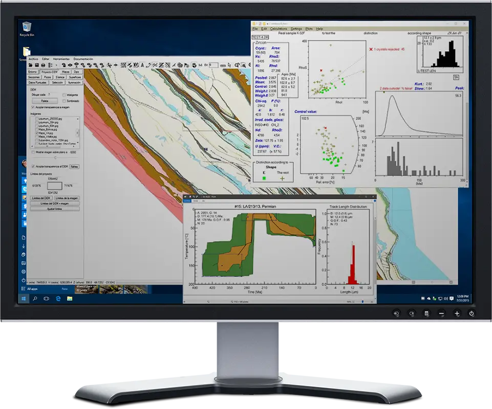 Monitor con software geológico